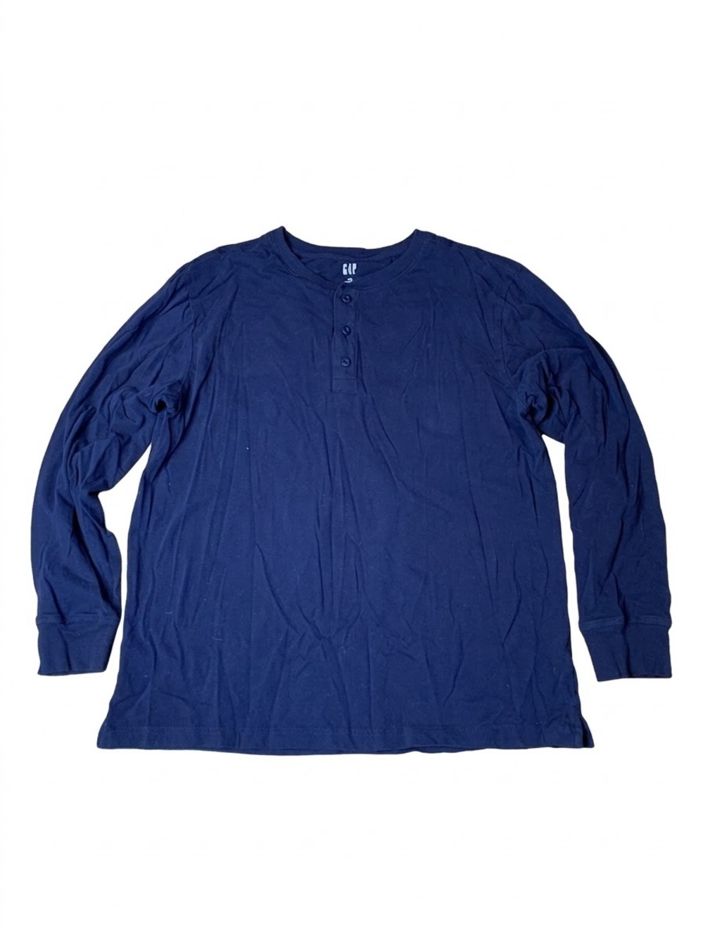 GAP Men's Long Sleeve Henley Shirt Navy Blue Size Large 100% Cotton